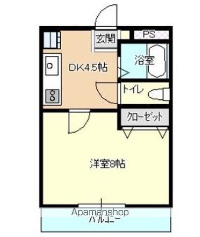 メゾン美濃田E棟(1DK/2階)の間取り写真
