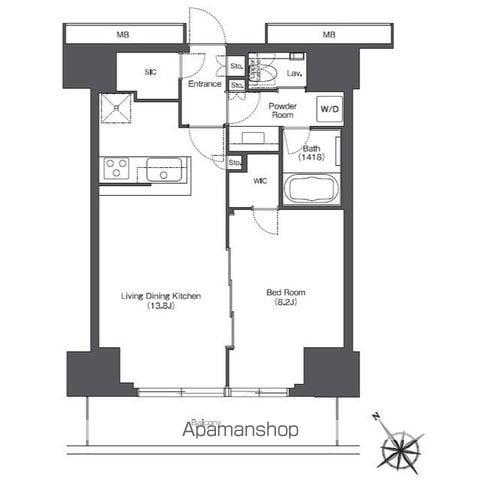 東京ポートシティ竹芝 レジデンスタワー(1LDK/11階)の間取り写真