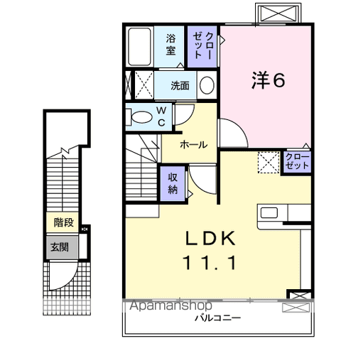アルファⅡ(1LDK/2階)の間取り写真
