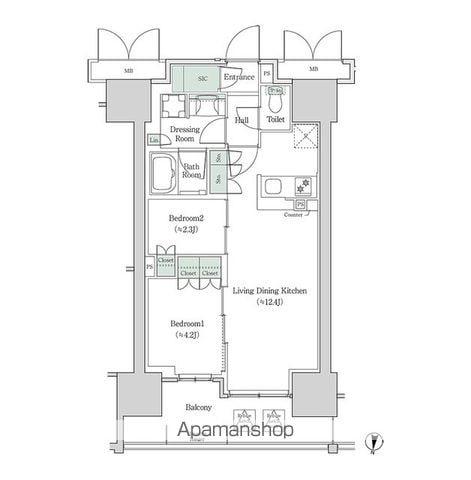 ブルックサイドレジデンス木場(2LDK/9階)の間取り写真