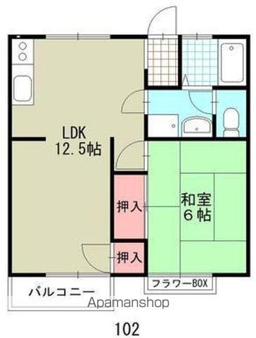 ハイツウィンディ B(1LDK/1階)の間取り写真