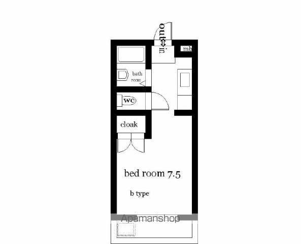 オクトワール宮崎西(ワンルーム/4階)の間取り写真