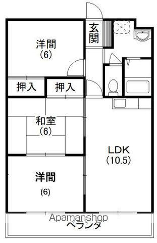 マンション 歩(3LDK/1階)の間取り写真