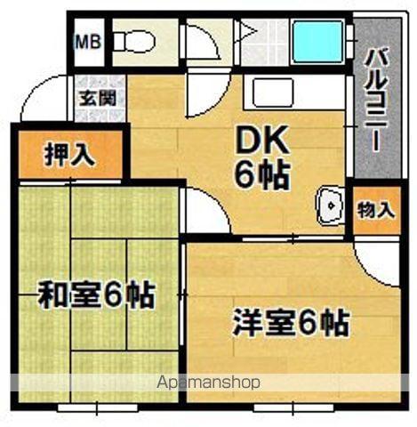 グランドハイツ(2DK/1階)の間取り写真