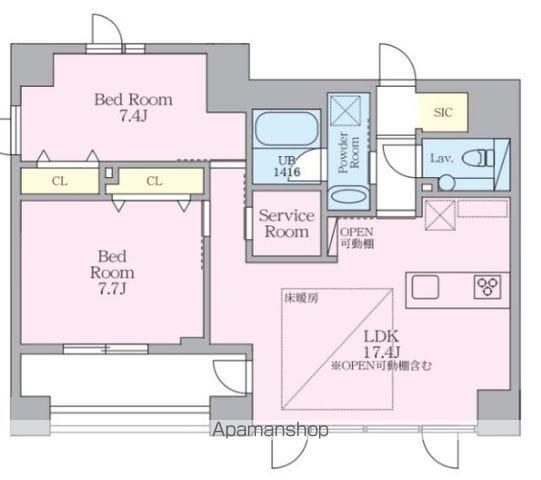 SELENE御殿山(2SLDK/6階)の間取り写真