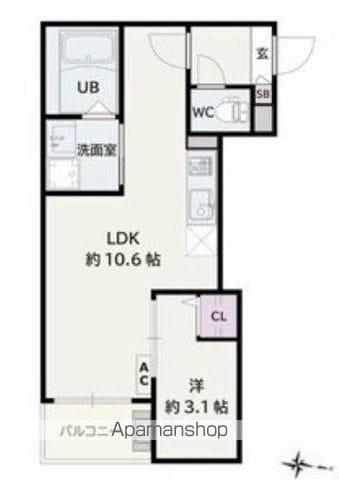 JACK HOMMACHIⅢ(1LDK/3階)の間取り写真