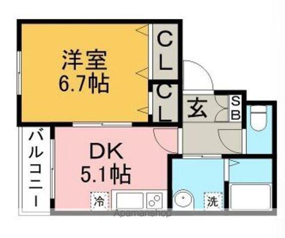 ルアパレス上呉服(1DK/2階)の間取り写真