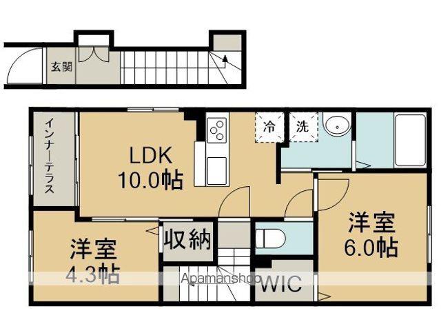 坂戸市千代田アパートⅡ期(2LDK/2階)の間取り写真