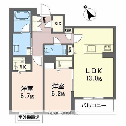 SHAMAISON HILLS 白壁(2LDK/3階)の間取り写真