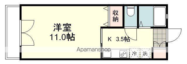 エバーグリーンTS(1K/1階)の間取り写真