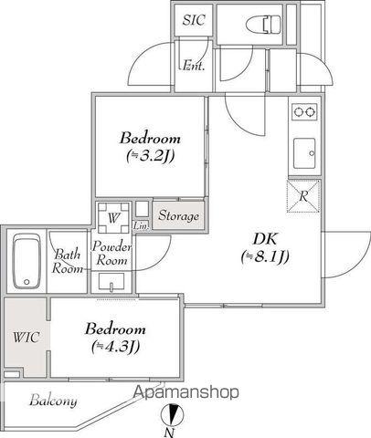 ルミーク本町イースト(2DK/2階)の間取り写真