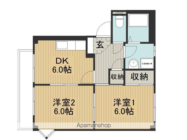 アップルパレスB(2DK/2階)の間取り写真