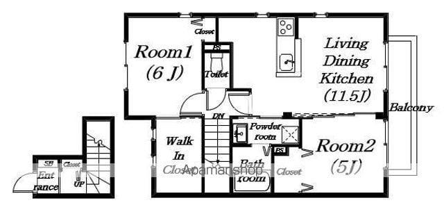 アトリオⅡ(2LDK/2階)の間取り写真