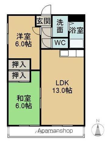 メゾンエスパシオ(2LDK/3階)の間取り写真