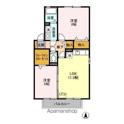 コンフォール・オリエ(2LDK/2階)の間取り写真