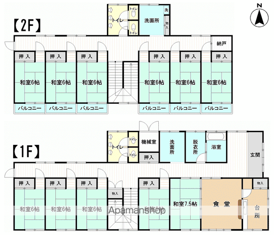常磐線 いわき駅 バス乗車時間:17分 白土公園入口バス停で下車 徒歩5分 2階建 築43年(7SLDK)の間取り写真