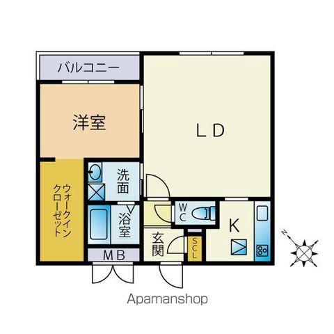 PORTEーBONHEURⅡ(1LDK/2階)の間取り写真