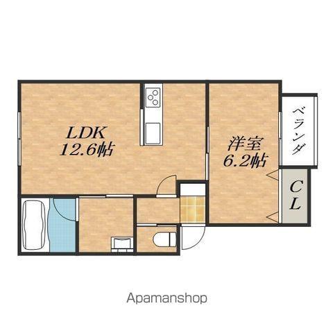 R SQUARE(1LDK/2階)の間取り写真