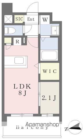 プラシオ箱崎駅前(1LDK/8階)の間取り写真