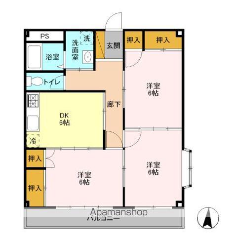 ブライトシャイン(3DK/4階)の間取り写真