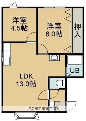 サンライフ亀田港Ⅰ(2LDK/2階)の間取り写真