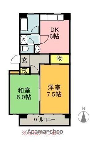 プレミオーレ(2DK/4階)の間取り写真