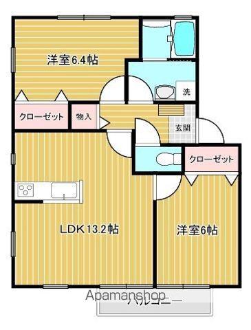 SKハイム Ⅱ番館(2LDK/1階)の間取り写真