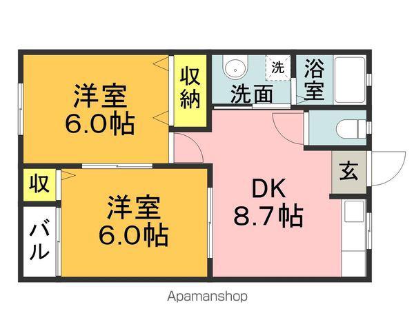 コーポ東建Ⅲ(2DK/2階)の間取り写真