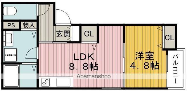 ベリッシモ蛍池(1LDK/1階)の間取り写真