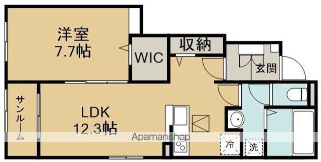 ルシェロⅠ(1LDK/1階)の間取り写真