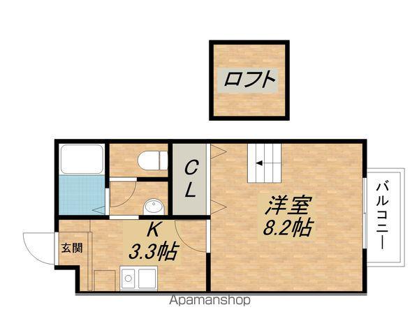 上萱の園(1K/2階)の間取り写真