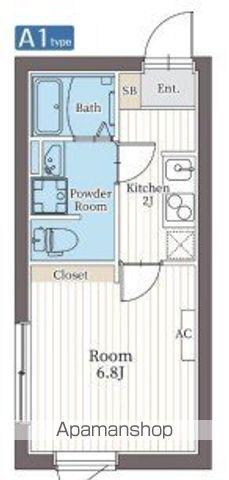 ヒルズコート北千住(1K/2階)の間取り写真