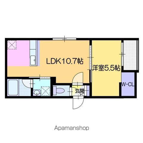 テルヴェ千歳(1LDK/1階)の間取り写真