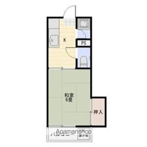 アルス極楽C(1K/2階)の間取り写真