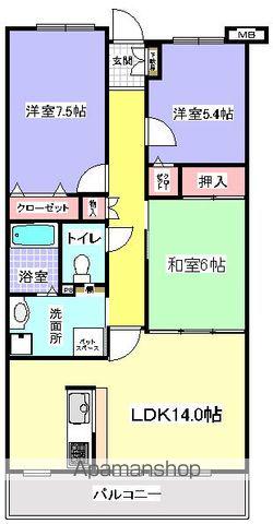 モラダあけぼの(3LDK/2階)の間取り写真