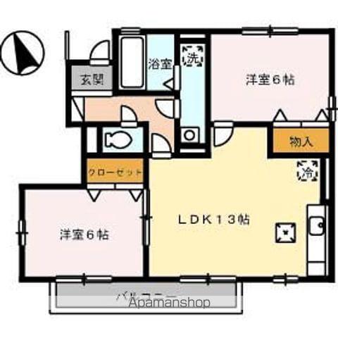 セゾンコート B棟(2LDK/1階)の間取り写真