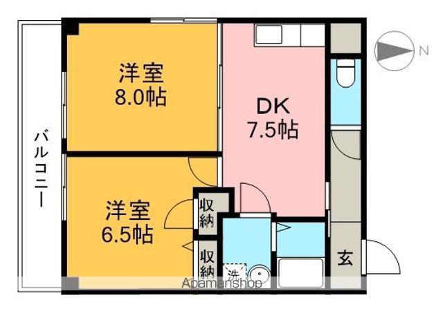 コーポMIKI Ⅰ南棟(2DK/3階)の間取り写真
