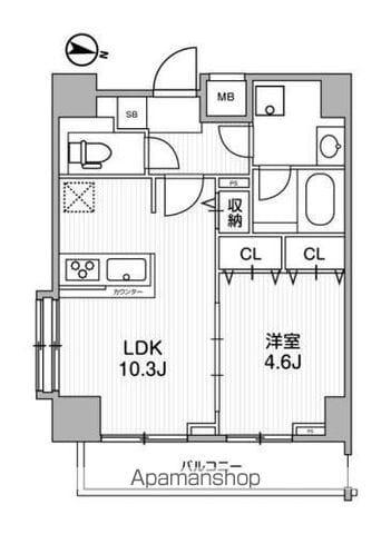 LUNIQ錦糸町(1LDK/4階)の間取り写真