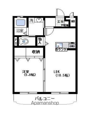 ワンフレンド(1LDK/1階)の間取り写真