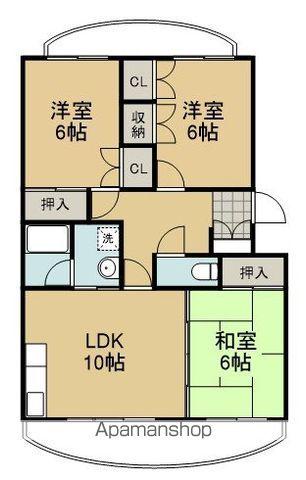 ポルタ草薙B(3LDK/2階)の間取り写真