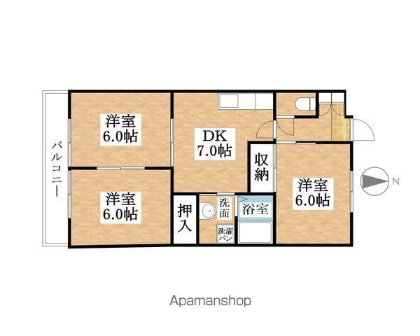 マンション丘(3DK/3階)の間取り写真