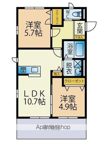 シュラインヒルズ香椎Ⅱ(2LDK/1階)の間取り写真