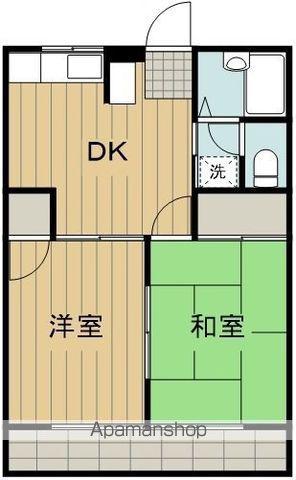 リバーサイドハイム(2DK/2階)の間取り写真