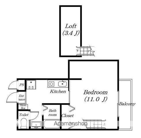 エクセラート瀬田(1K/3階)の間取り写真