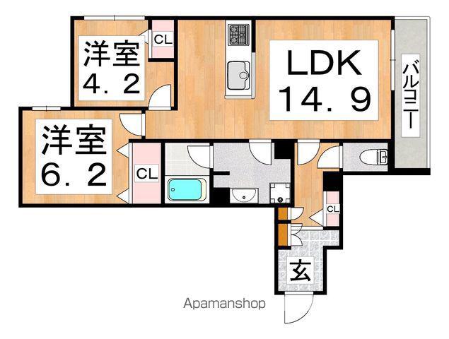 シャーメゾン 松永(2LDK/2階)の間取り写真