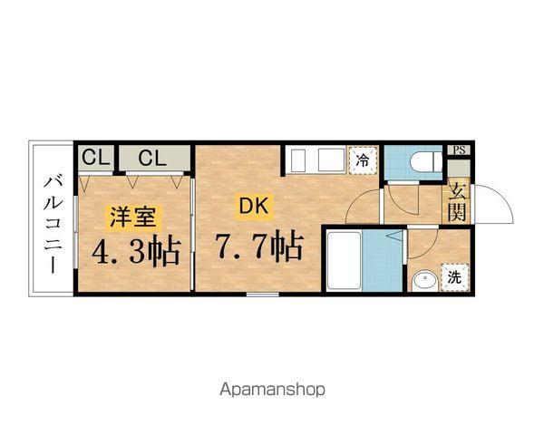 ジーメゾン八王子散田町ピレン(1DK/3階)の間取り写真