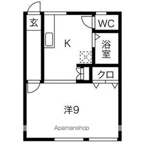 ワンデーハウス(1K/2階)の間取り写真