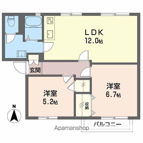 グランドール日永(2LDK/2階)の間取り写真