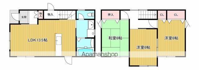 予讃線 丸亀駅 徒歩40分 2階建 築24年(3LDK)の間取り写真