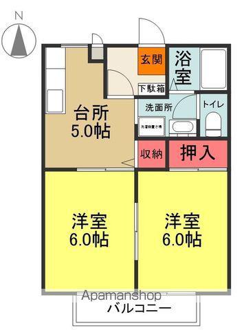 ベルサージュ A(2K/1階)の間取り写真